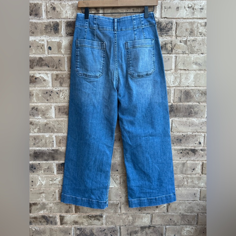 Anthropologie Maeve the Colette Denim Cropped Wide Leg Jeans Size 28 - Picture 8 of 11